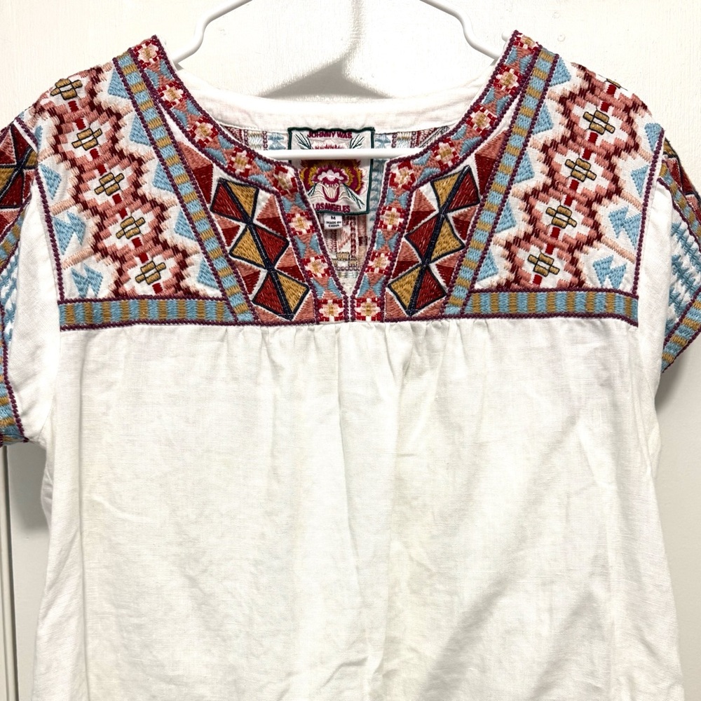 Johnny Was Ezra Embroidered Linen Top M - Picture 2 of 4